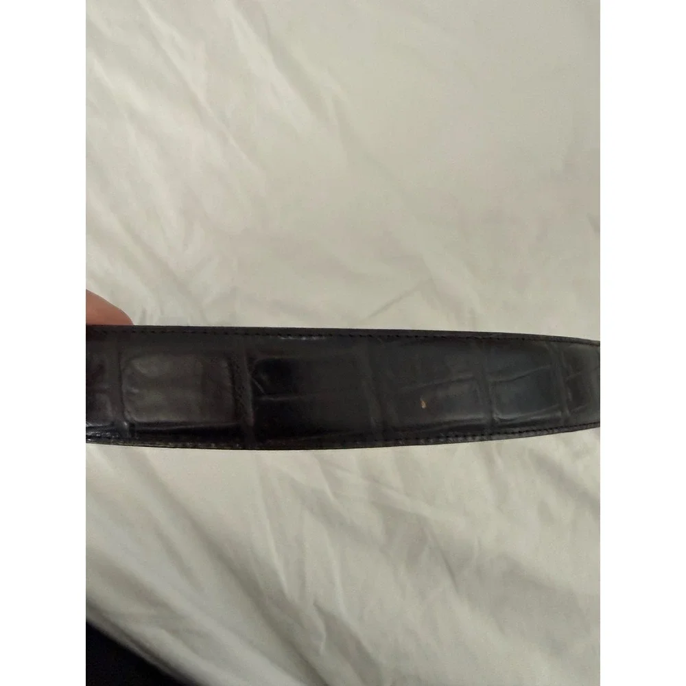 Onyx Leather Belt Size 36 Black Western Sunburst Buckle Vintage Rodeo